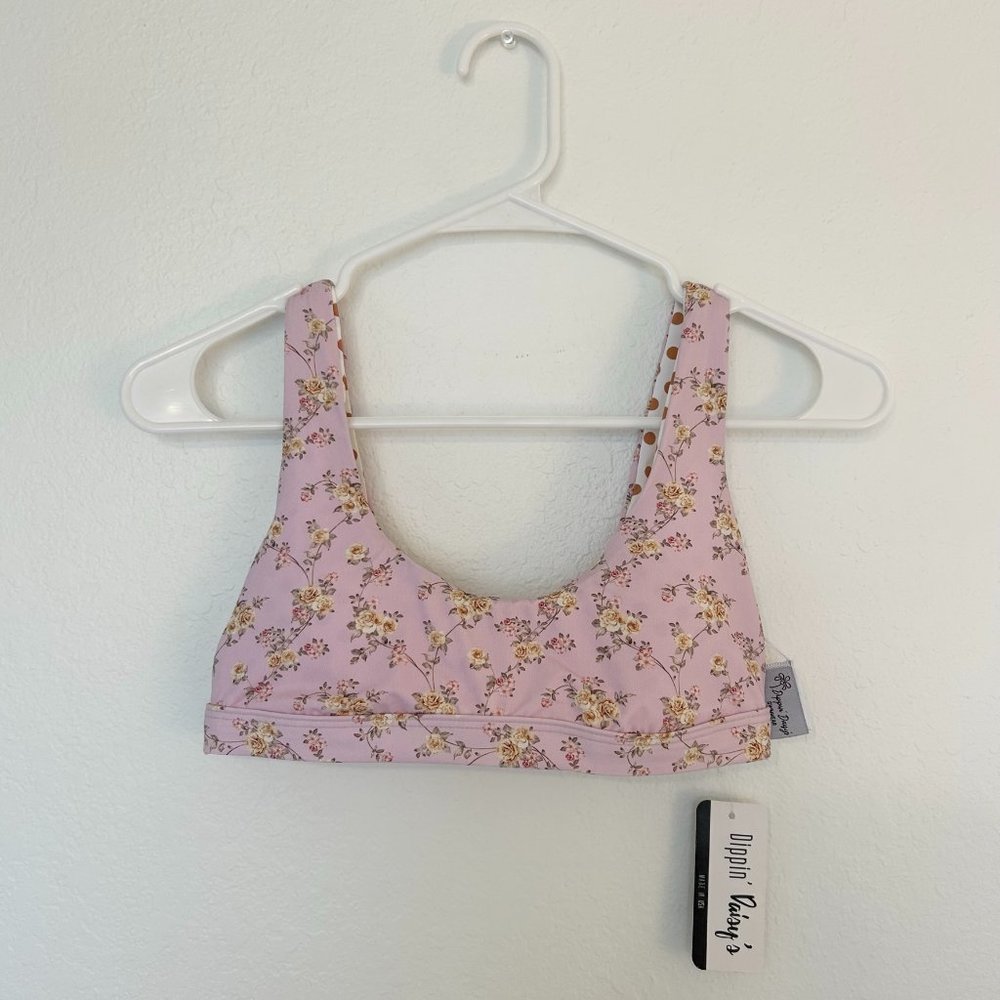 Dippin' Daisy's Golden Rose Floral Festival Bikini Top (S)
